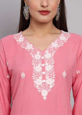 Pink Readymade Rayon Kurti