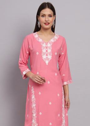 Pink Readymade Rayon Kurti