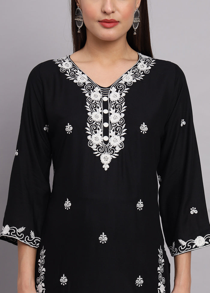 Black Readymade Rayon Kurti - Indian Silk House Agencies