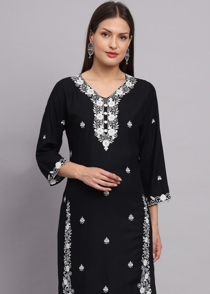 Black Readymade Rayon Kurti - Indian Silk House Agencies