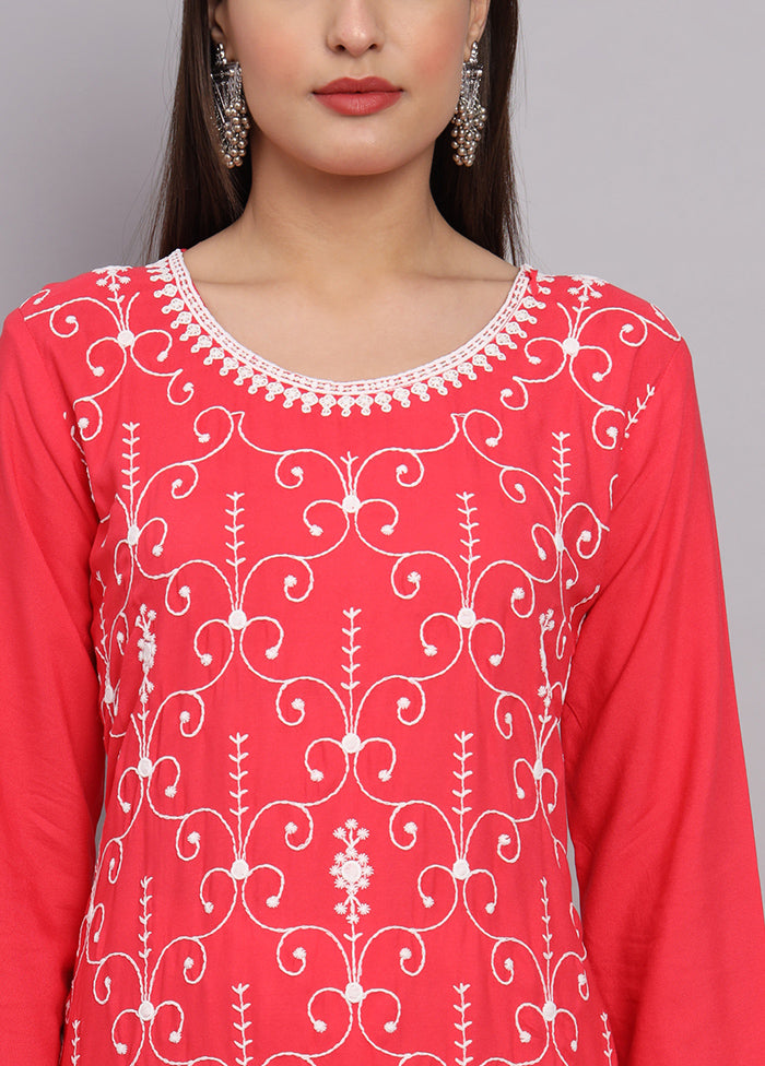 Pink Readymade Rayon Kurti