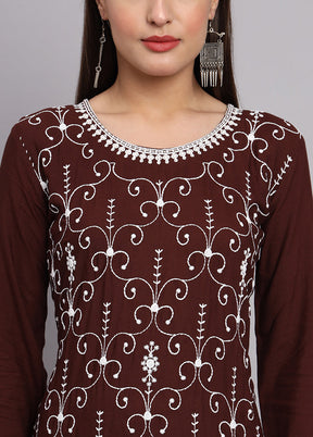 Brown Readymade Rayon Kurti - Indian Silk House Agencies