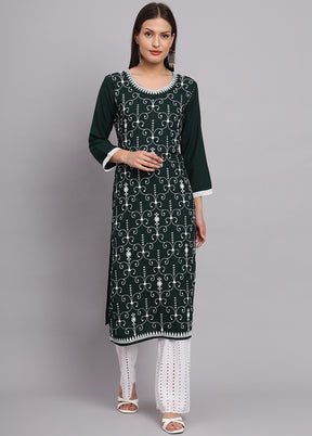 Green Readymade Rayon Kurti