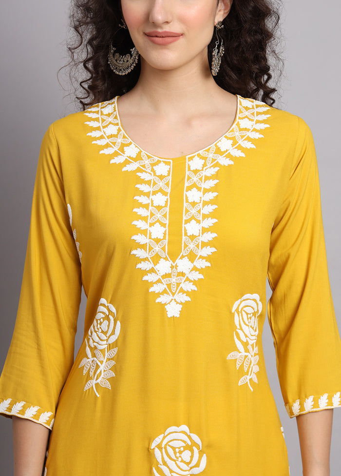 Yellow Readymade Rayon Kurti