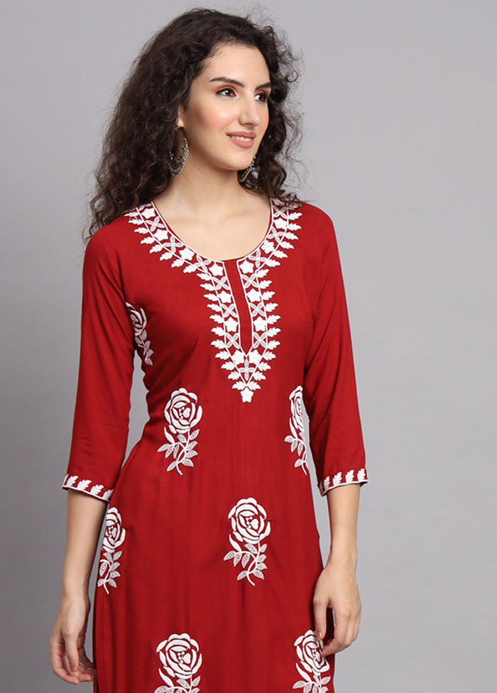 Maroon Readymade Rayon Kurti