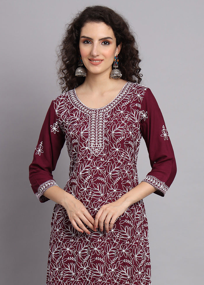 Maroon Readymade Rayon Kurti