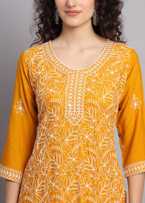 Yellow Readymade Rayon Kurti - Indian Silk House Agencies