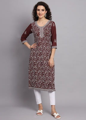 Brown Readymade Rayon Kurti