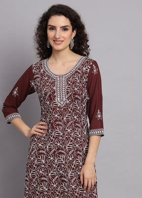 Brown Readymade Rayon Kurti