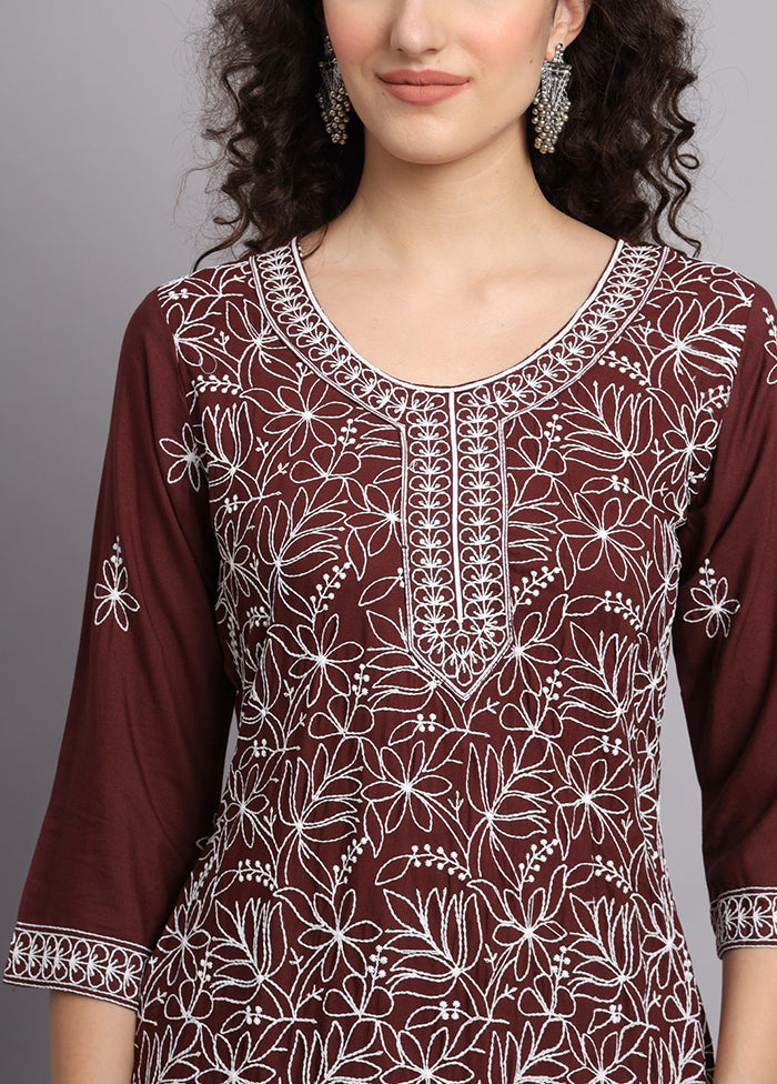 Brown Readymade Rayon Kurti