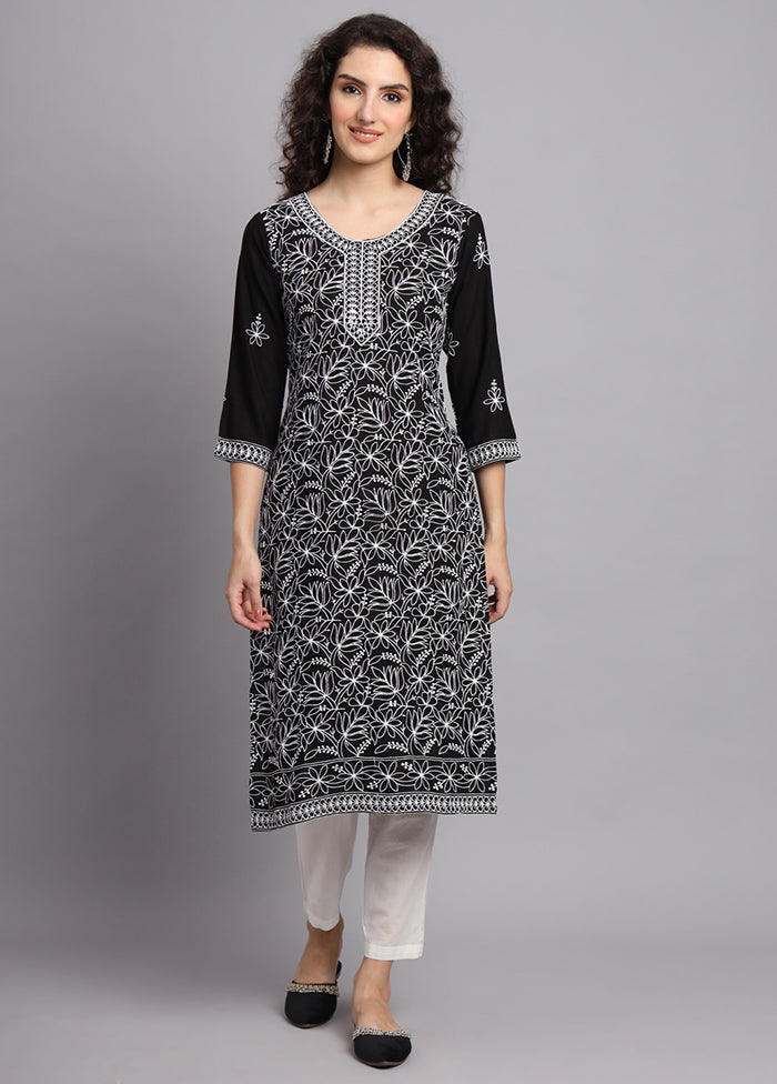 Black Readymade Rayon Kurti - Indian Silk House Agencies