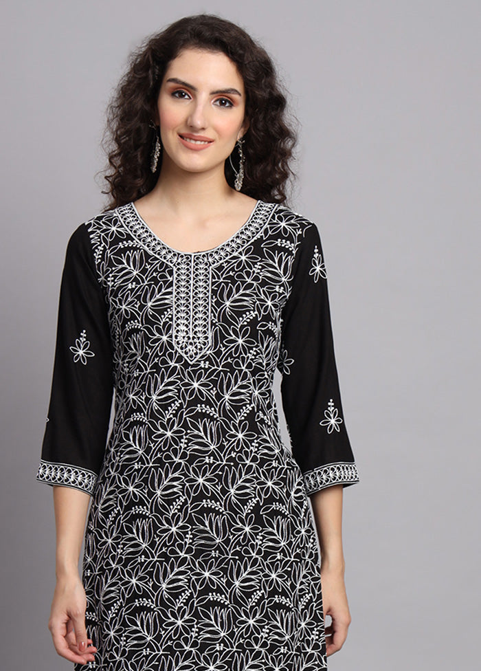 Black Readymade Rayon Kurti - Indian Silk House Agencies