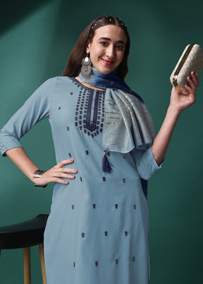 3 Pc Grey Readymade Rayon Suit Set - Indian Silk House Agencies
