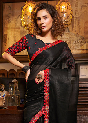 Black Chiffon Silk Saree With Blouse Piece - Indian Silk House Agencies