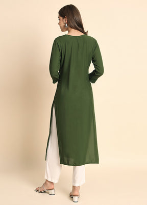 Green Readymade Rayon Kurti