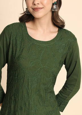 Green Readymade Rayon Kurti