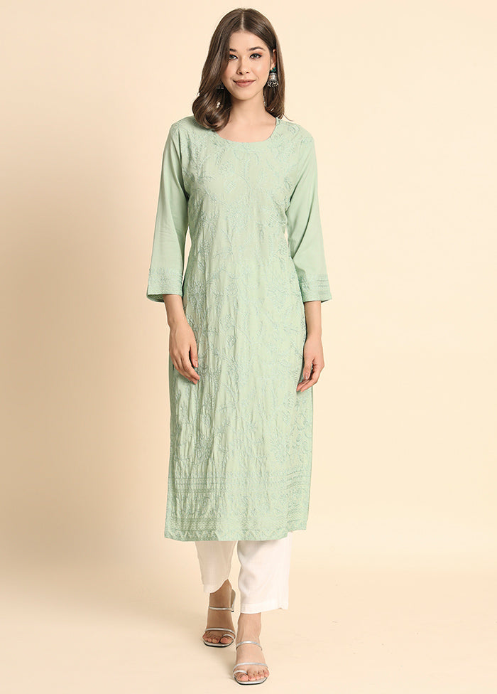 Pista Green Readymade Rayon Kurti