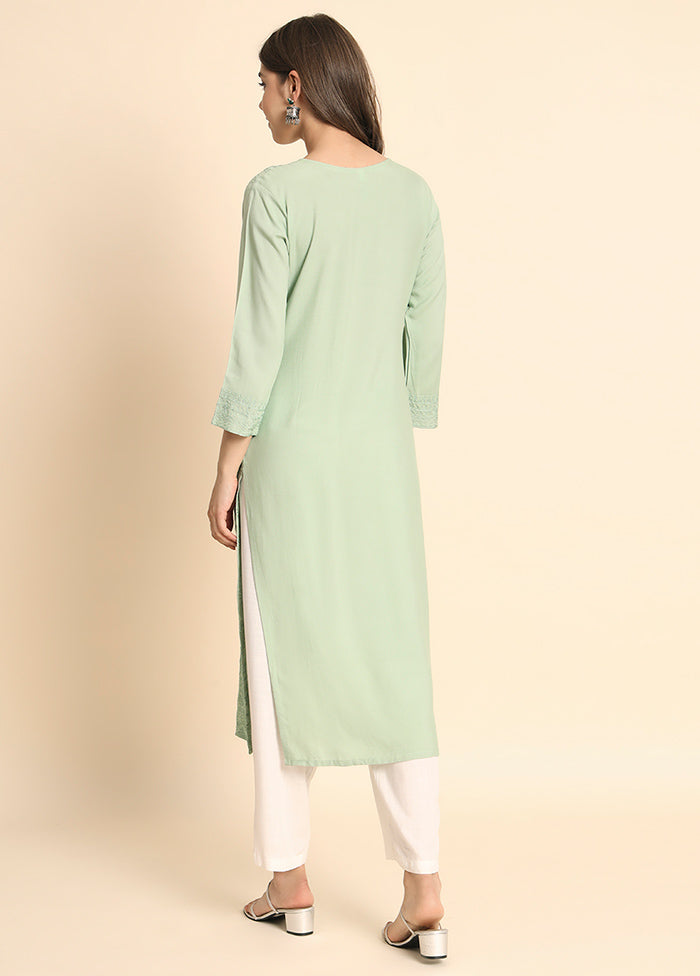 Pista Green Readymade Rayon Kurti