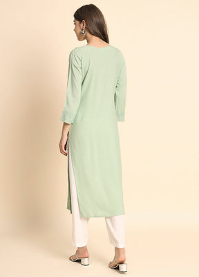 Pista Green Readymade Rayon Kurti - Indian Silk House Agencies