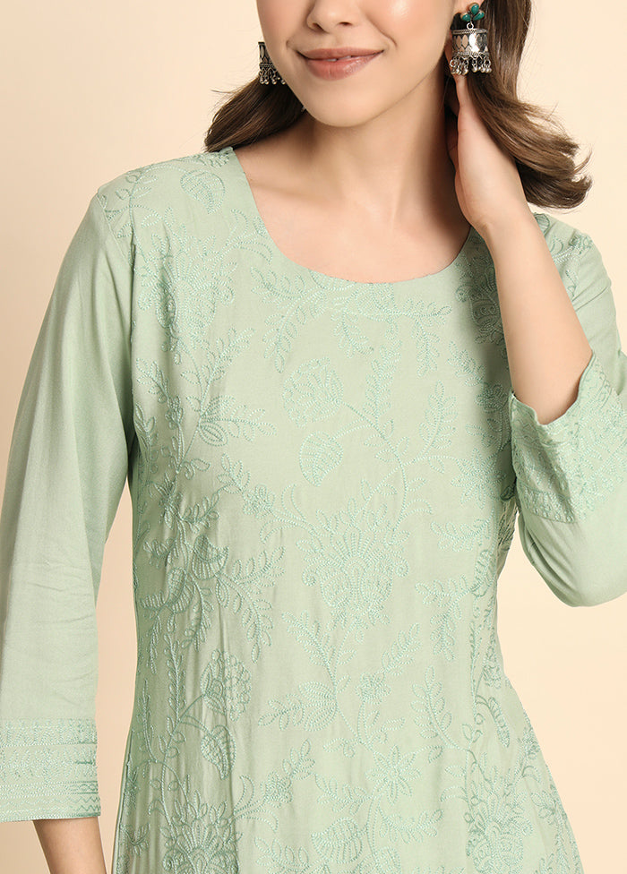 Pista Green Readymade Rayon Kurti