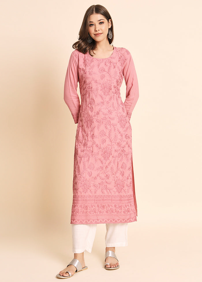 Pink Readymade Rayon Kurti