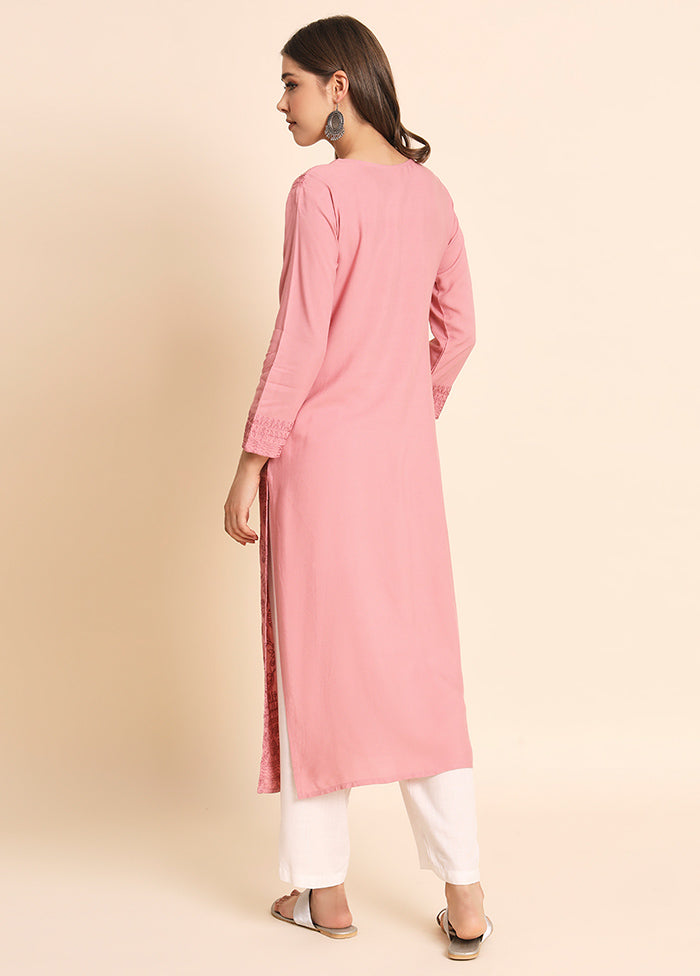 Pink Readymade Rayon Kurti