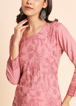 Pink Readymade Rayon Kurti