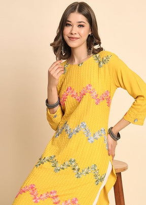 Yellow Readymade Rayon Kurti - Indian Silk House Agencies