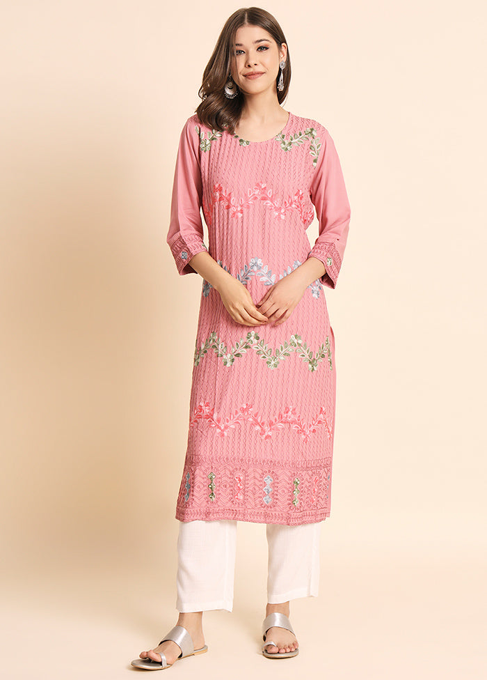 Peach Readymade Rayon Kurti - Indian Silk House Agencies