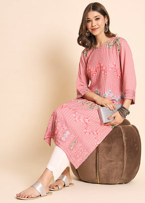 Peach Readymade Rayon Kurti - Indian Silk House Agencies