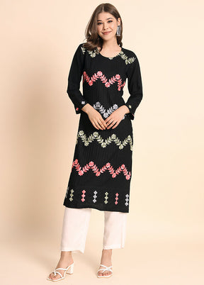 Black Readymade Rayon Kurti - Indian Silk House Agencies