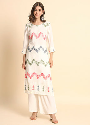 Off White Readymade Rayon Kurti - Indian Silk House Agencies