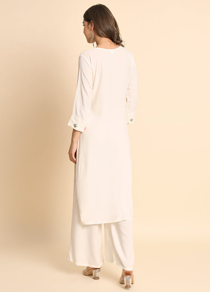 Off White Readymade Rayon Kurti - Indian Silk House Agencies