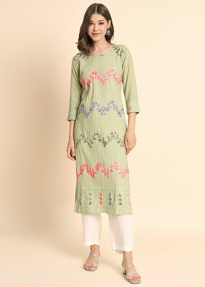 Pista Green Readymade Rayon Kurti - Indian Silk House Agencies