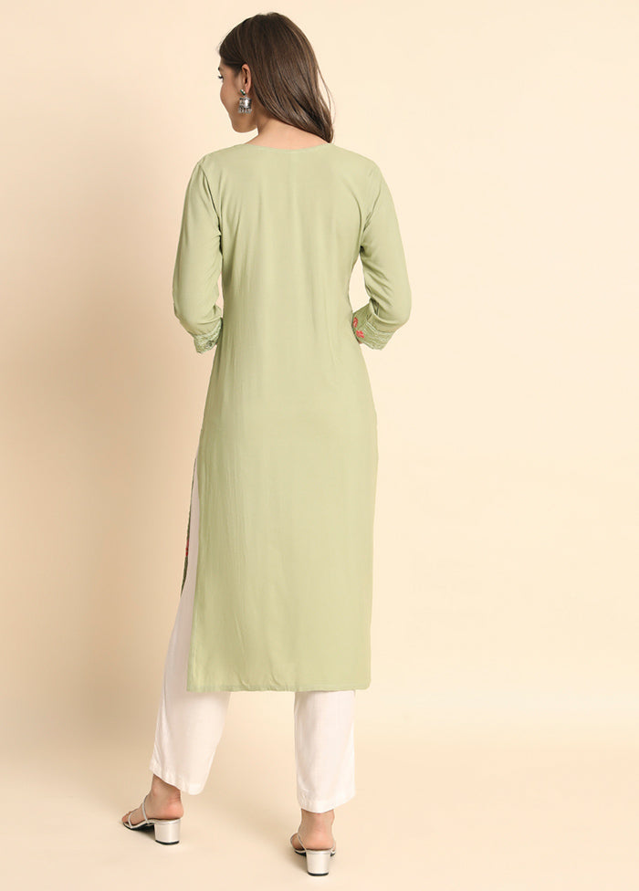 Pista Green Readymade Rayon Kurti - Indian Silk House Agencies