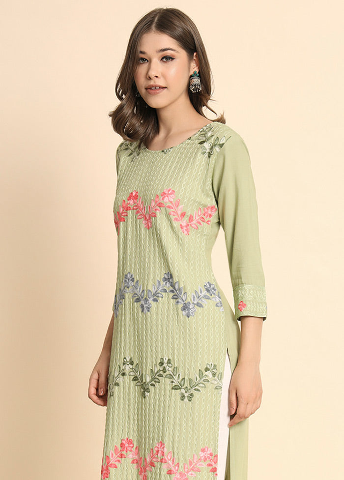 Pista Green Readymade Rayon Kurti - Indian Silk House Agencies