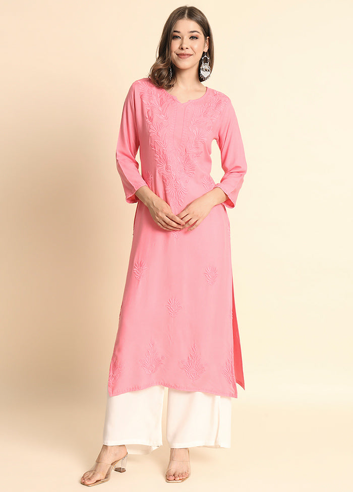 Pink Readymade Rayon Kurti - Indian Silk House Agencies