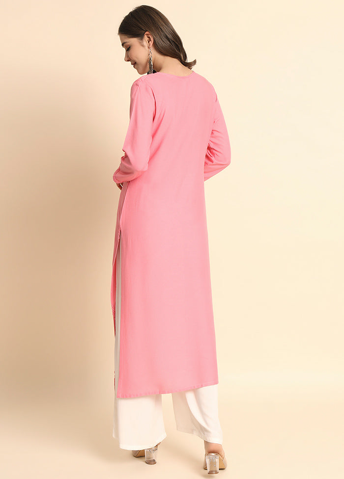 Pink Readymade Rayon Kurti - Indian Silk House Agencies