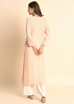 Peach Readymade Rayon Kurti - Indian Silk House Agencies