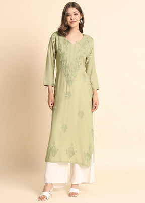 Pista Green Readymade Rayon Kurti - Indian Silk House Agencies