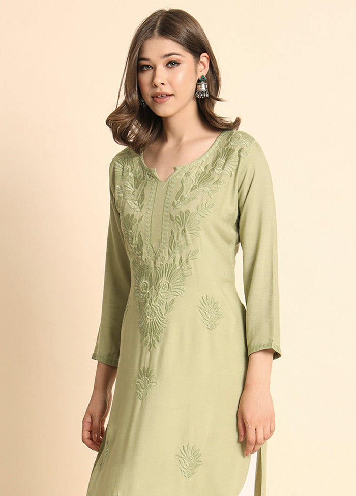 Pista Green Readymade Rayon Kurti - Indian Silk House Agencies