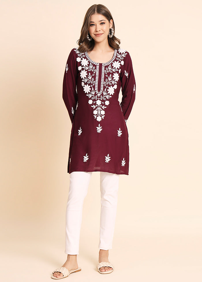 Maroon Readymade Rayon Kurti