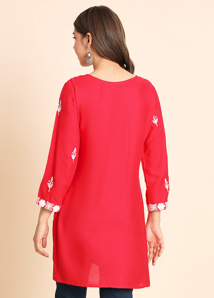 Pink Readymade Rayon Kurti