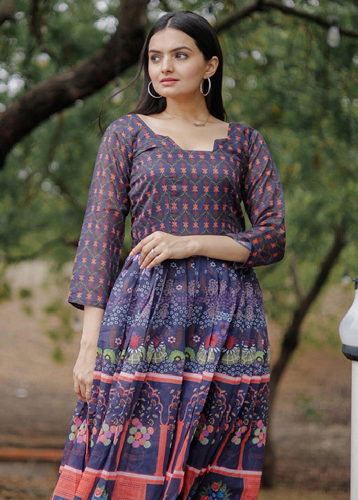 Blue Readymade Chanderi Kurti - Indian Silk House Agencies