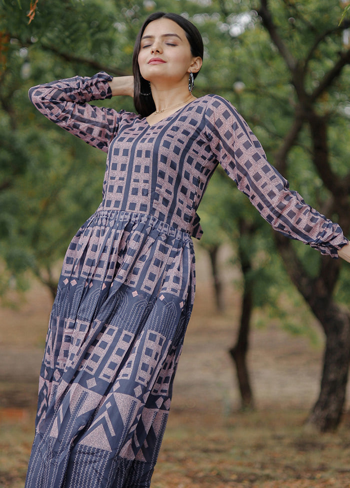 Grey Readymade Chanderi Kurti - Indian Silk House Agencies