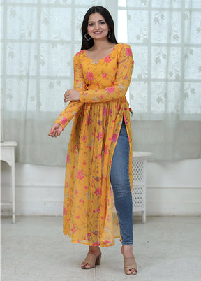 Yellow Readymade Georgette Kurti