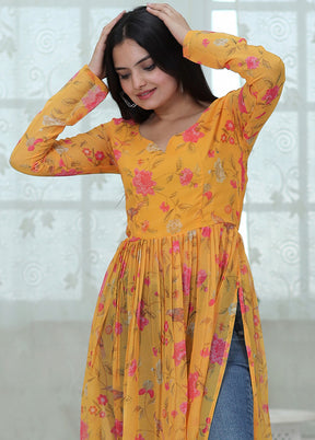 Yellow Readymade Georgette Kurti