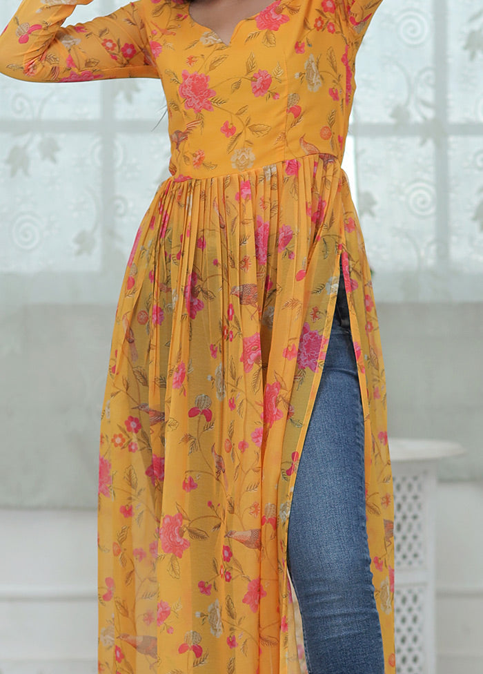 Yellow Readymade Georgette Kurti