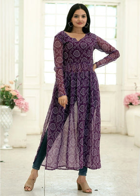 Wine Readymade Georgette Kurti