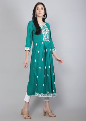 Rama Readymade Rayon Chikankari Kurti - Indian Silk House Agencies